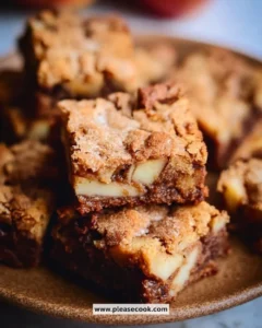 Deliciously baked cozy apple brownies with chunks of fresh apple.