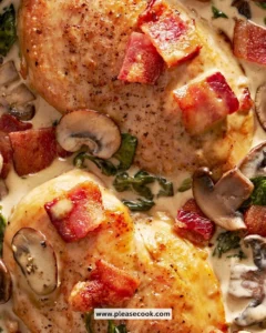 Creamy balsamic chicken dish garnished with herbs and served on a plate.