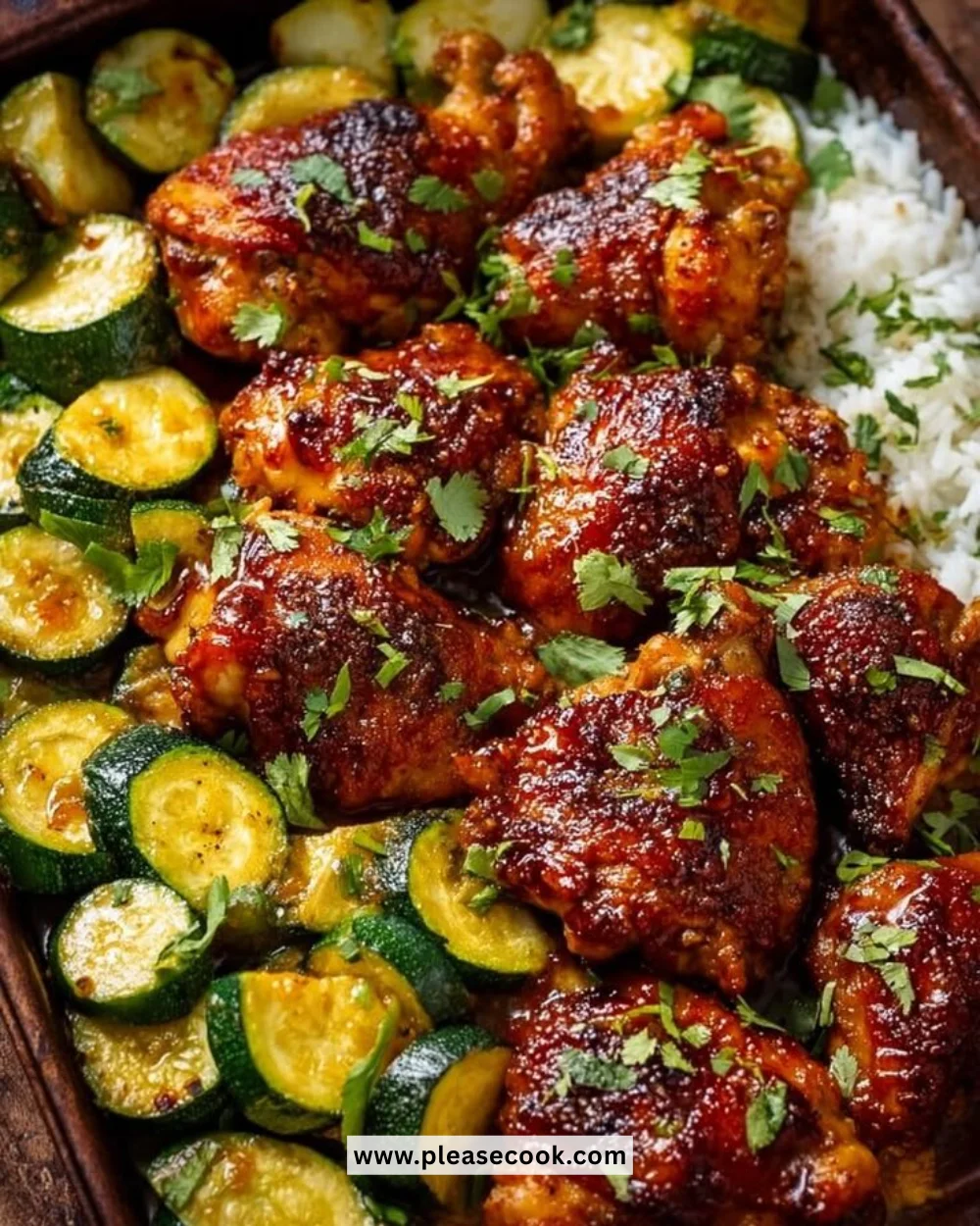 Easy Sheet Pan Hot Honey Chicken and Zucchini dinner recipe