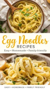 Plate of delicious homemade egg noodles ready to be served with sauce.