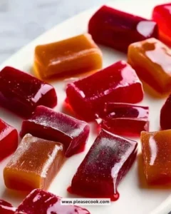 Colorful fruit caramels arranged on a decorative plate