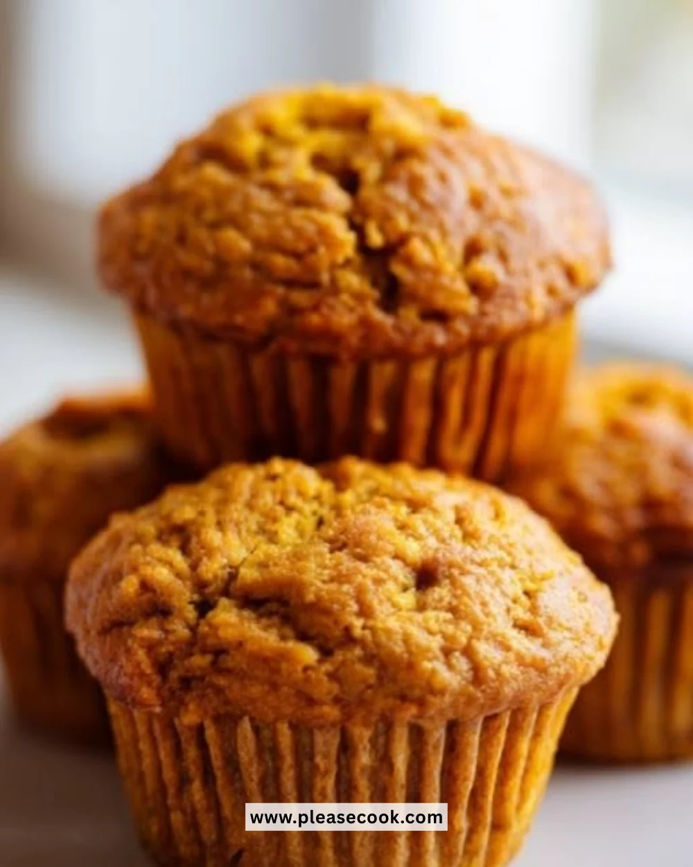 Freshly baked Greek yogurt banana muffins on a plate