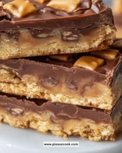 Delicious homemade Twix Cookie Bars with layers of cookie, caramel, and chocolate.