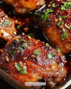 Honey Garlic Chicken Thighs served on a plate with vegetables