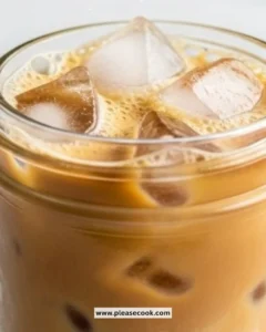 Iced high protein coffee topped with whipped cream and cocoa powder