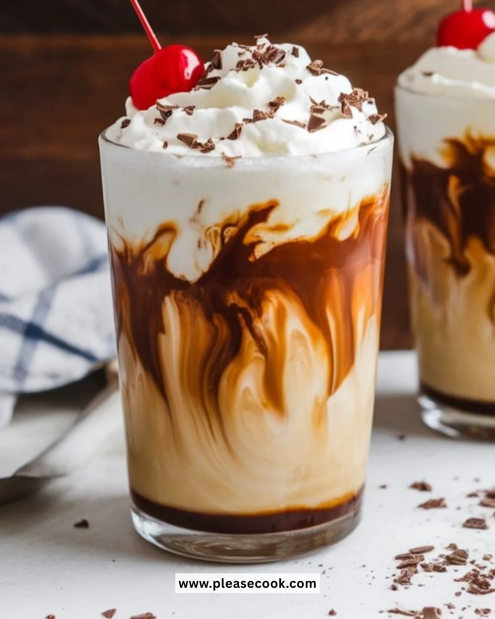 Iced Mexican coffee served in a glass with ice and spices