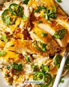 Delicious jalapeño popper chicken skillet with cheese and jalapeños