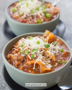 Keto Cabbage and Beef Soup in a bowl with vegetables