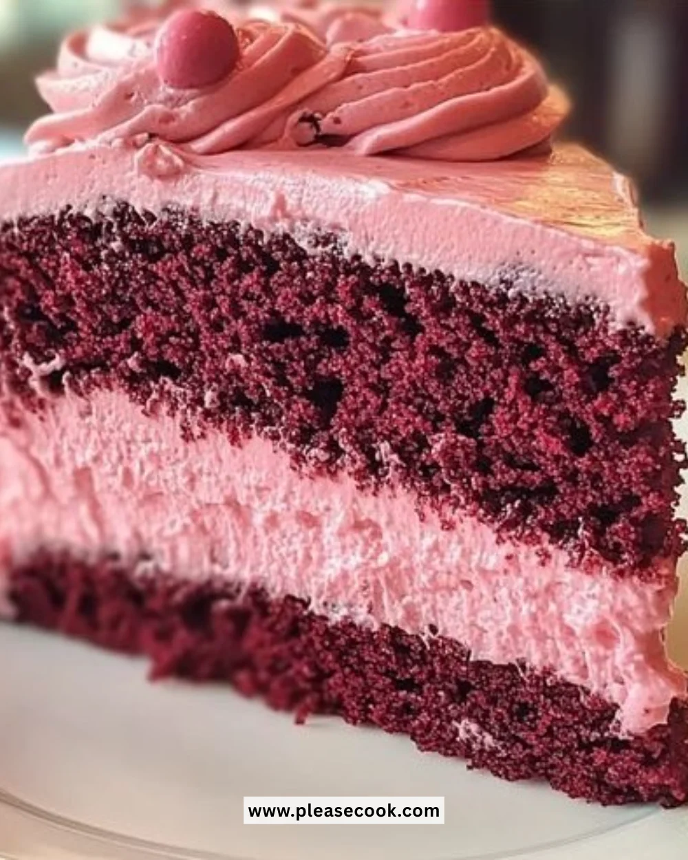 Delicious Mother's Day Pink Velvet Cake with cream cheese frosting
