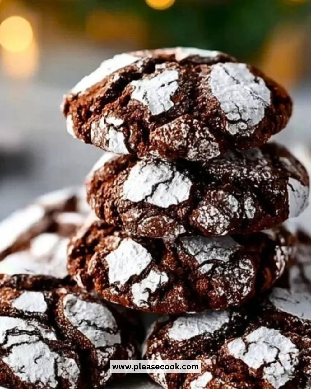 Perfect double chocolate crinkle cookies with a rich, fudgy texture.