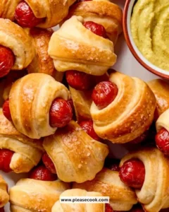 Warm and tasty pigs in a blanket served as party appetizers
