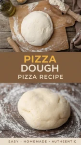 Homemade pizza dough ready for stretching and topping with ingredients.