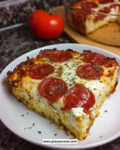 Delicious Pizza Style Cottage Cheese Bake served in a rustic dish
