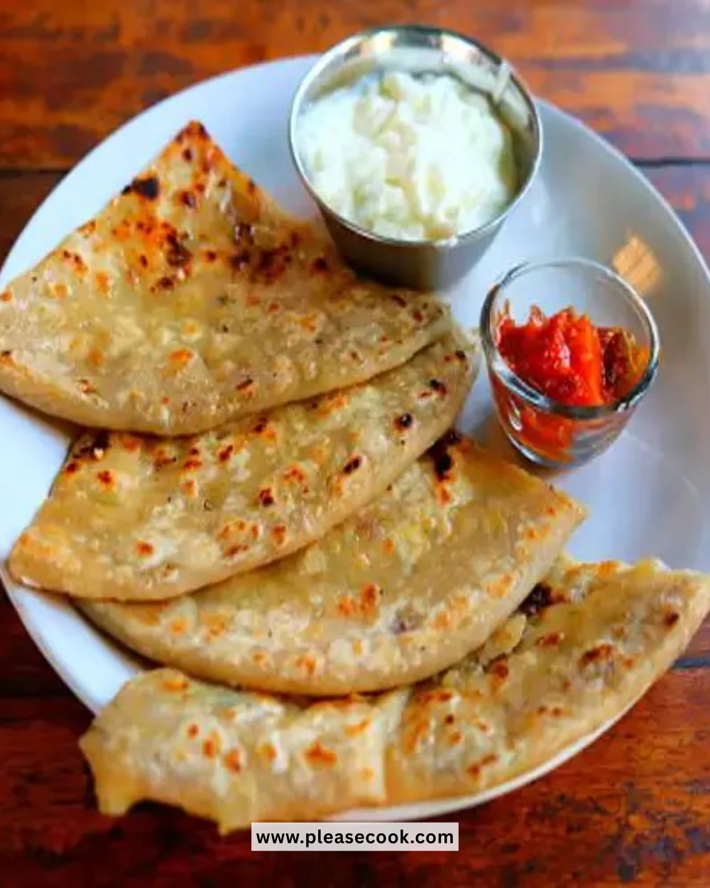 Homemade Potato Flatbread served with herbs and spices.