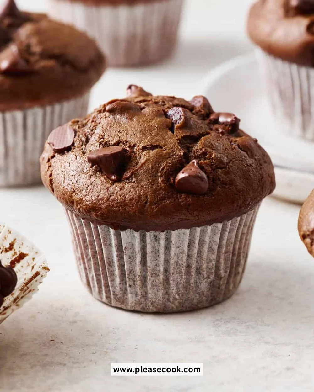 Delicious sourdough discard chocolate muffins fresh out of the oven