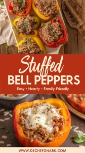 Colorful stuffed bell peppers filled with savory ingredients on a plate