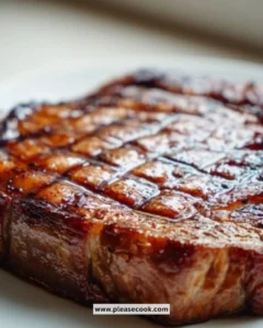 Sweet soy marinated pork shoulder steaks served on a plate