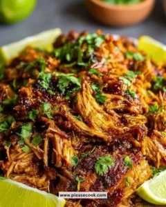 Delicious slow-cooked carnitas in a crockpot ready to be served.