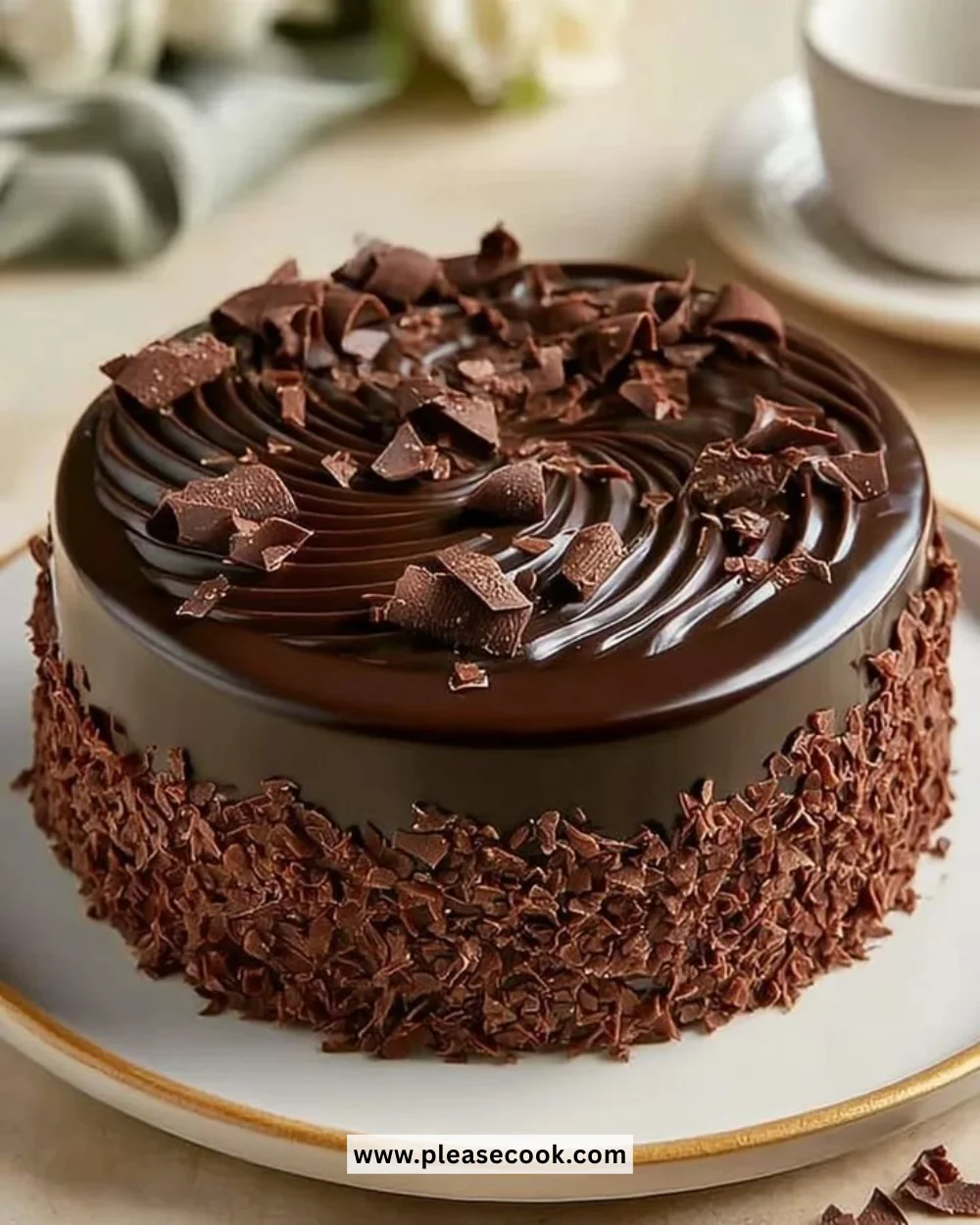 Ultimate Chocolate Ganache Cake with rich chocolate frosting and decoration