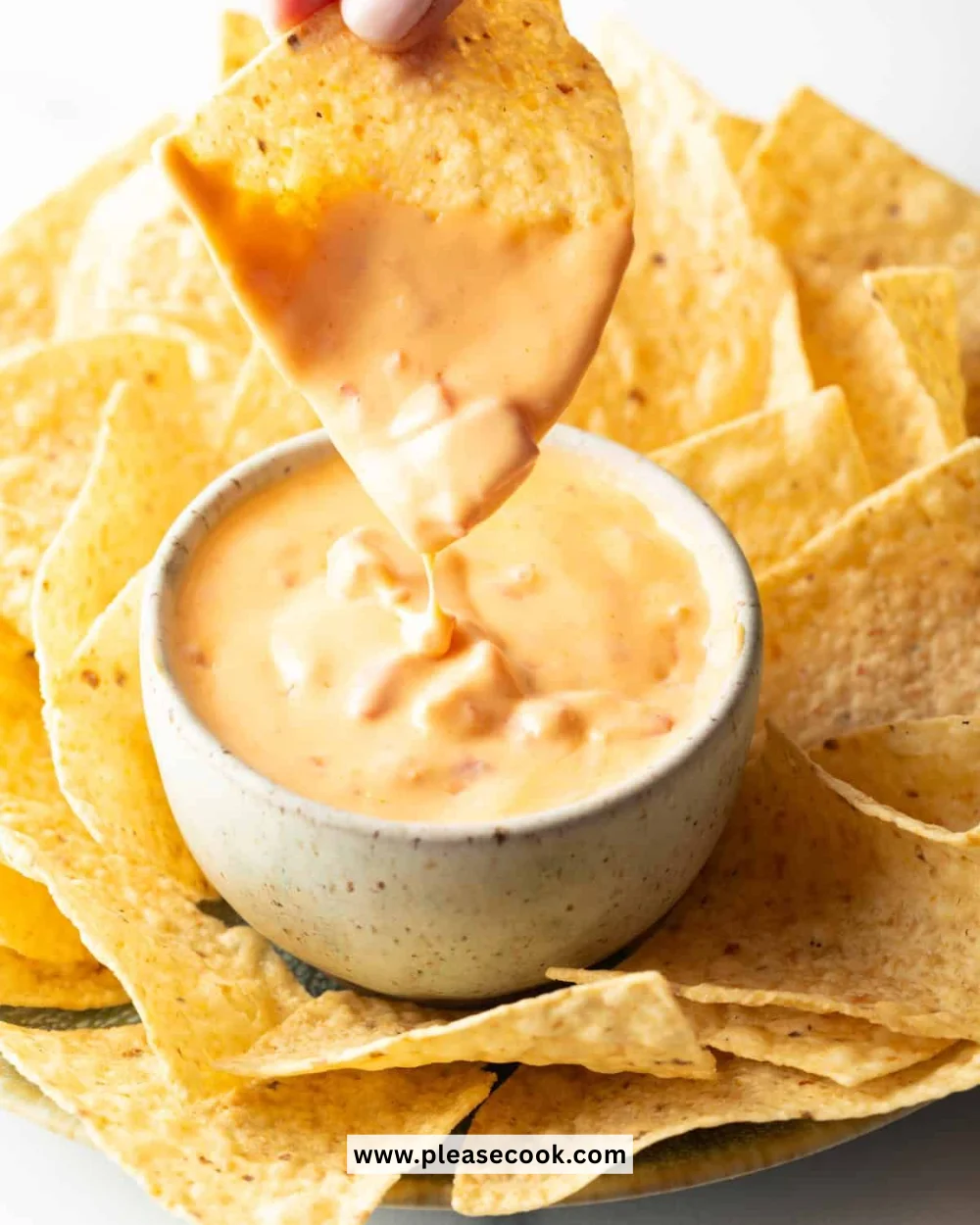Deliciously creamy Velveeta Cheese Dip served with tortilla chips