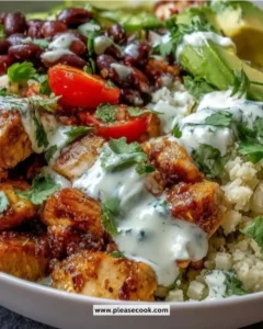 Delicious 400-calorie burrito bowl with fresh ingredients and vibrant colors