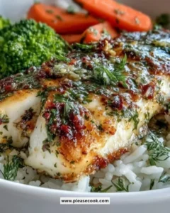 Baked Tilapia Bowl garnished with fresh vegetables and herbs.