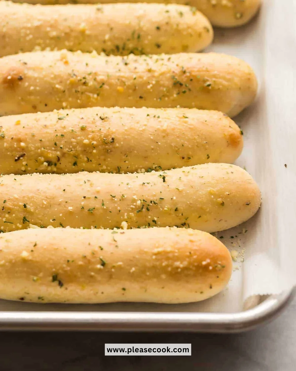 Homemade breadsticks served warm with marinara sauce.