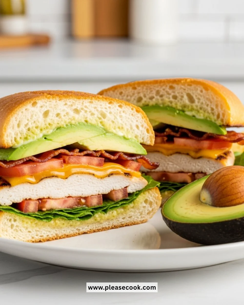 Delicious Chicken Avocado Melt Sandwich with chicken and creamy avocado