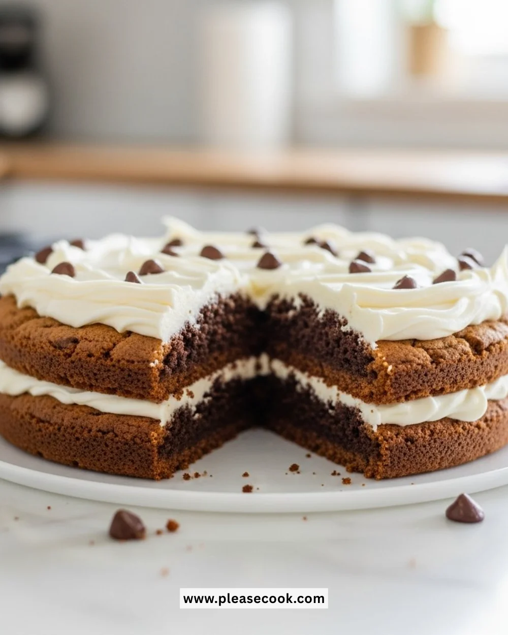 Delicious Chocolate Chip Cookie Cake with Buttercream Frosting