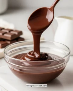 Rich chocolate ganache drizzled over a decadent dessert