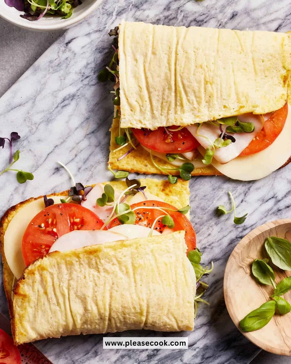 Homemade cottage cheese flatbread topped with herbs and spices.