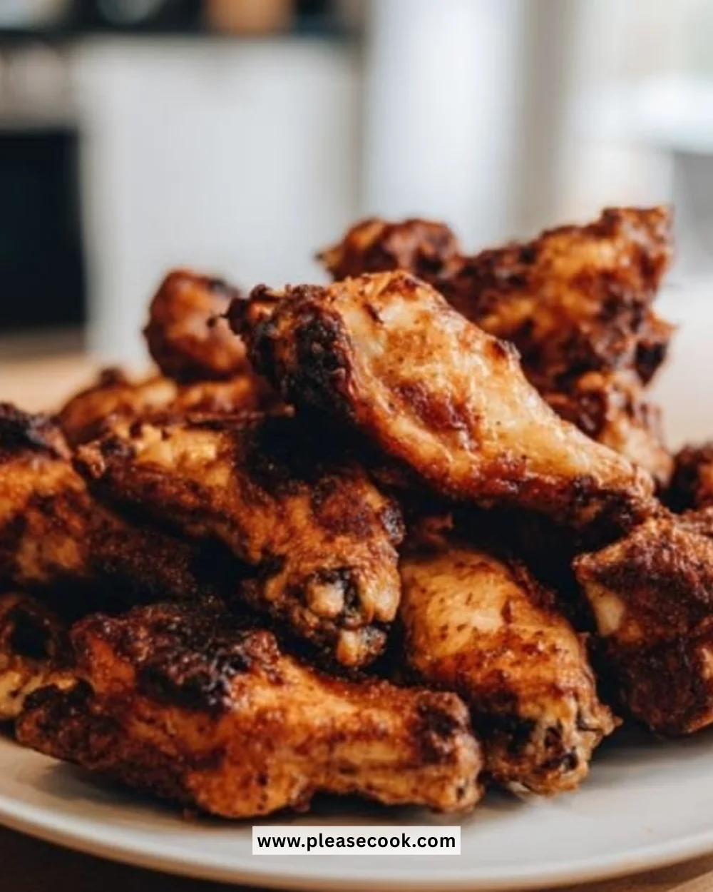 Crispy air fryer chicken wings served with dipping sauces