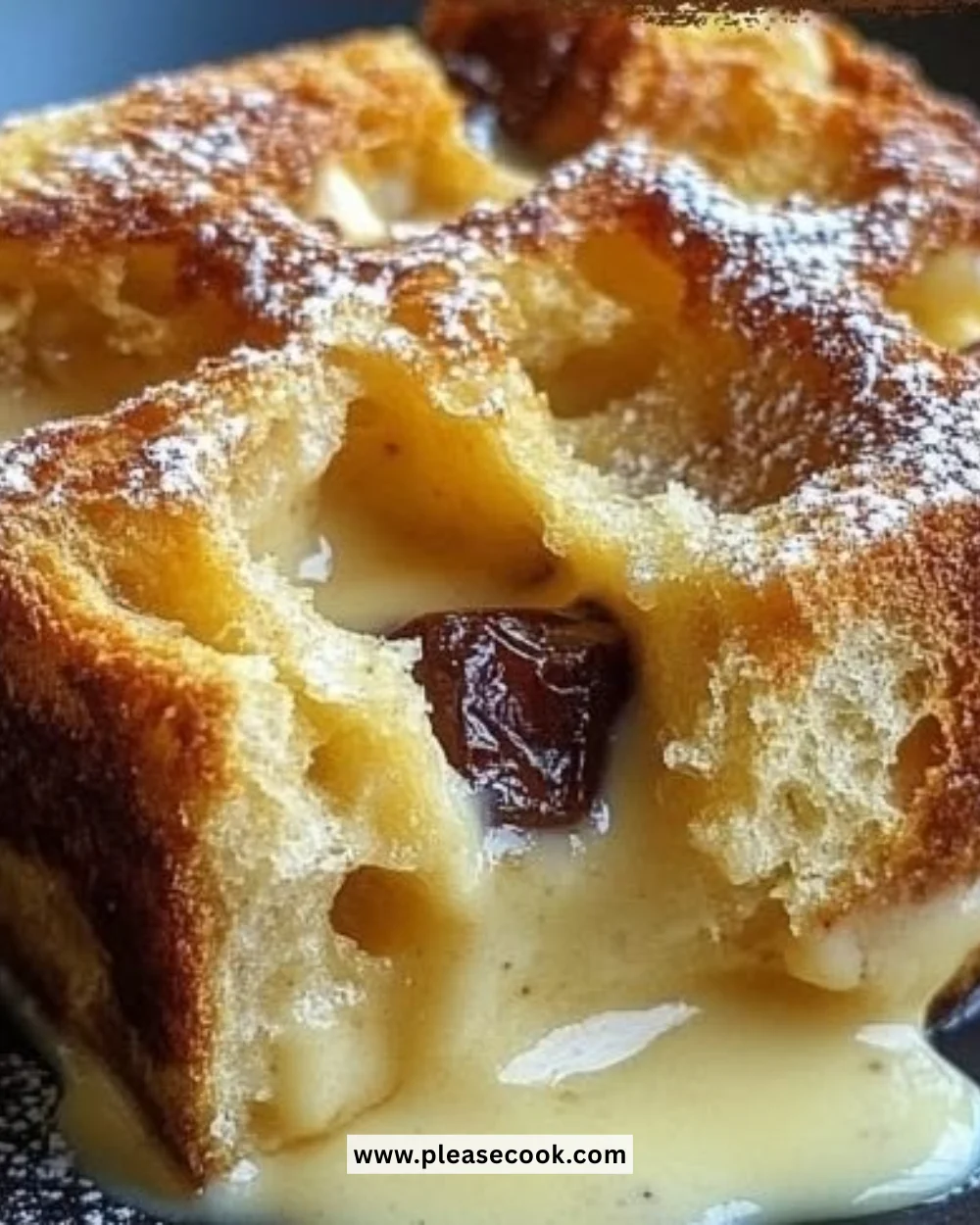 Delicious custard bread pudding served in a cozy setting