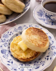Homemade English muffins with golden-brown crust and delicious toppings