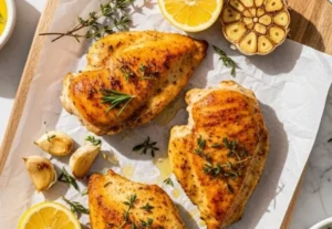 Gordon Ramsay's Blue Ribbon Chicken plate with garnishes