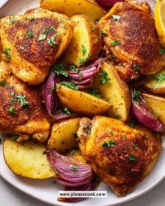 Greek Lemon Chicken with Potatoes on a Plate