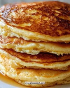 Fluffy Greek yogurt pancakes stacked with syrup and berries on a plate