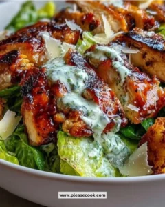 Grilled Chicken Caesar Salad with romaine lettuce and creamy dressing
