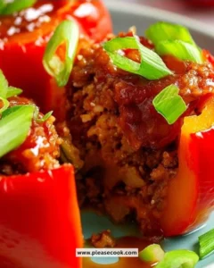 Ground chicken stuffed bell peppers fresh out of the oven