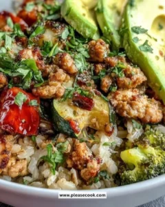 Ground Turkey Wholesome Bowl with fresh vegetables and herbs