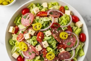 Italian Grinder Salad with fresh vegetables and Italian dressing