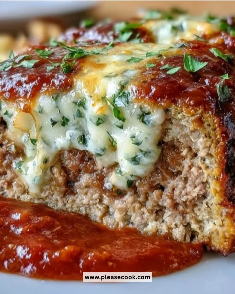 Delicious Italian Meatloaf topped with mozzarella cheese