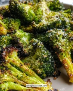 Oven roasted broccoli topped with garlic and parmesan cheese for a delicious side dish
