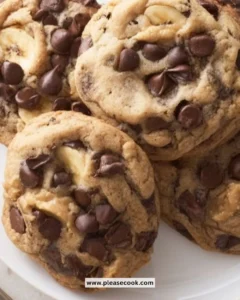 Delicious homemade Peanut Butter Banana Chip Cookies on a plate.