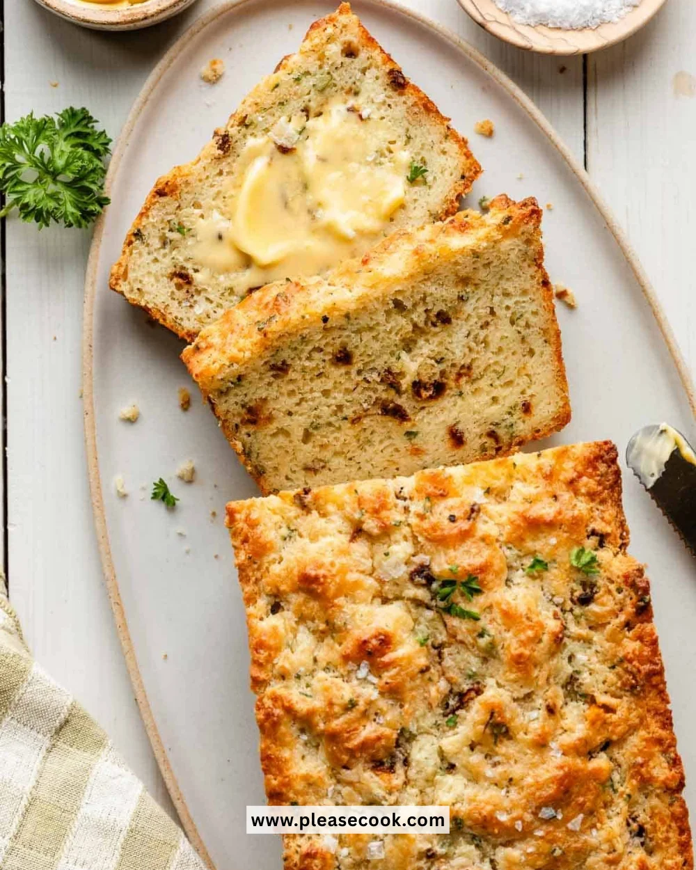 Delicious savory quick bread fresh out of the oven, perfect for any meal.