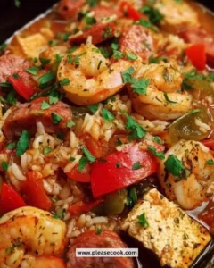 Slow Cooker Cajun Jambalaya dish featuring chicken, sausage, and shrimp