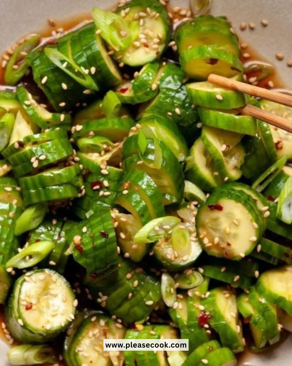 Delicious spicy cucumber salad with fresh ingredients and vibrant colors