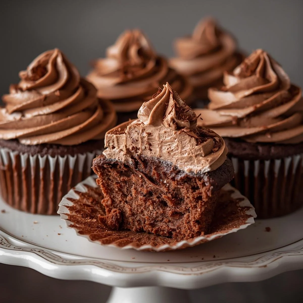 Light and Airy Chocolate Cupcakes with Mousse Frosting