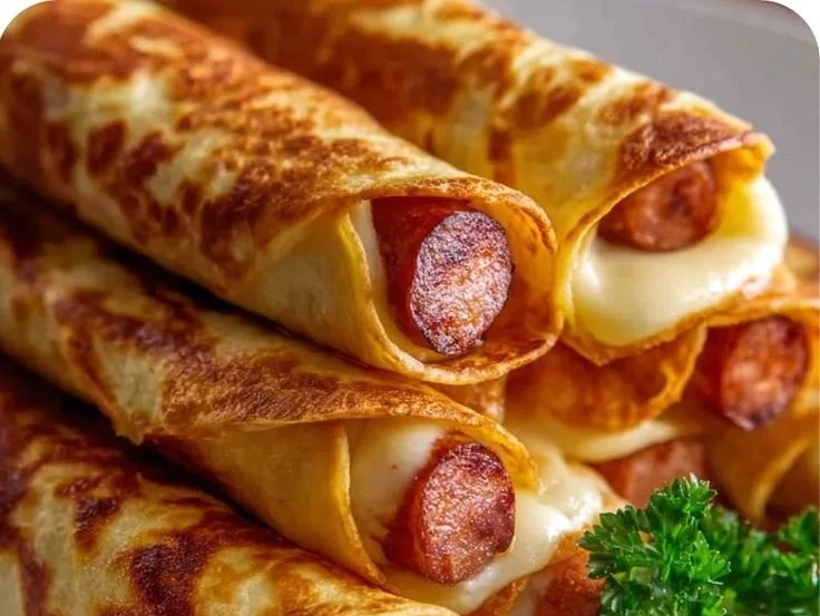 Baked Beef Hot Dogs Wrapped in Tortilla Dough