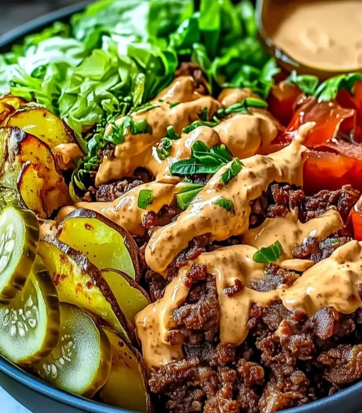 Colorful bold burger bowls filled with fresh ingredients and savory flavors